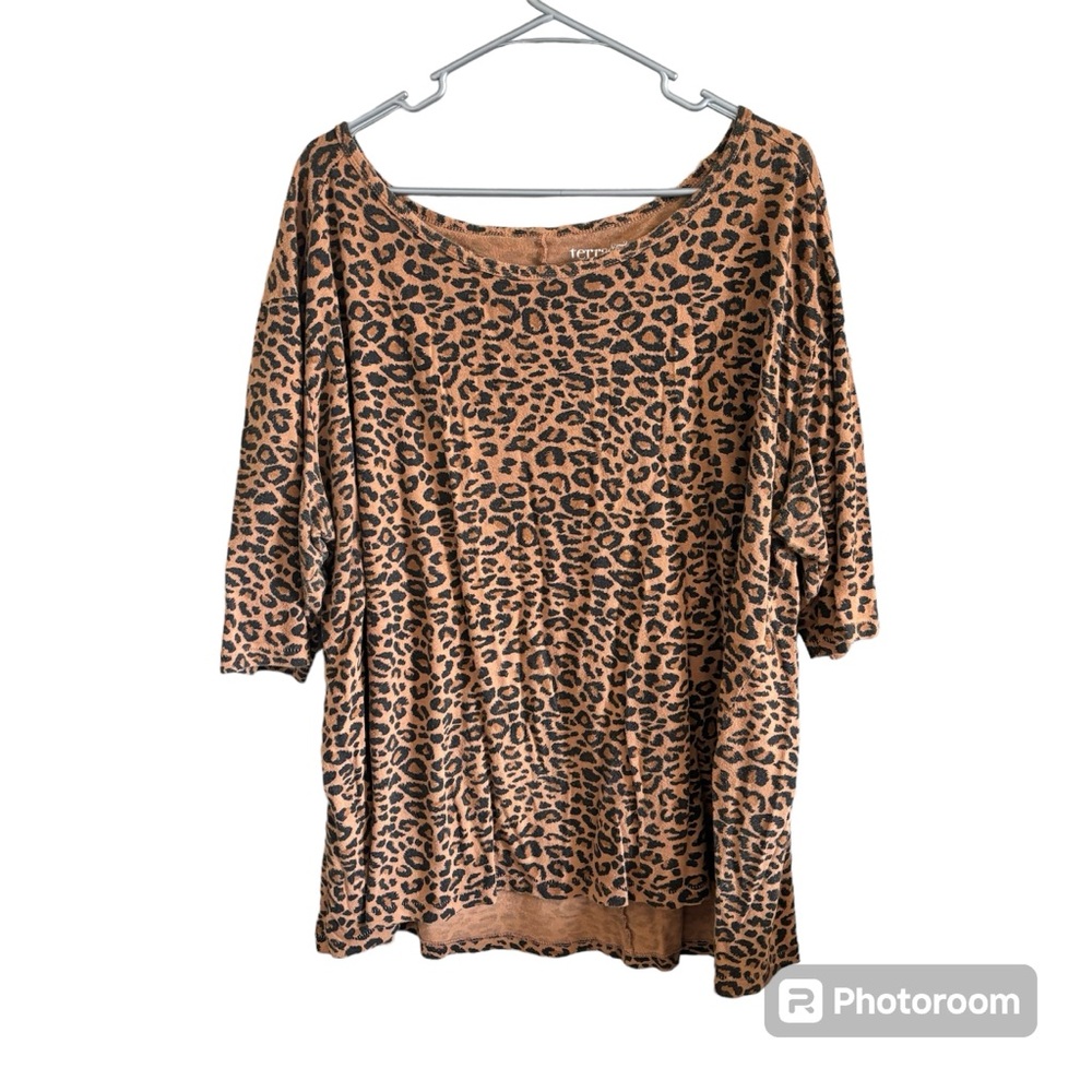 Terra & Sky Leopard Top 2X EUC